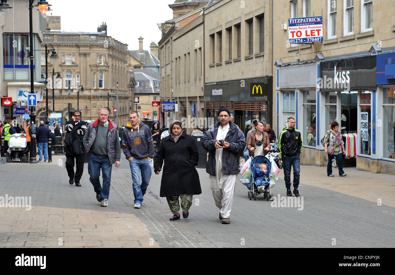 Bradford city centre post the Galloway election victory, showing closed units and charity