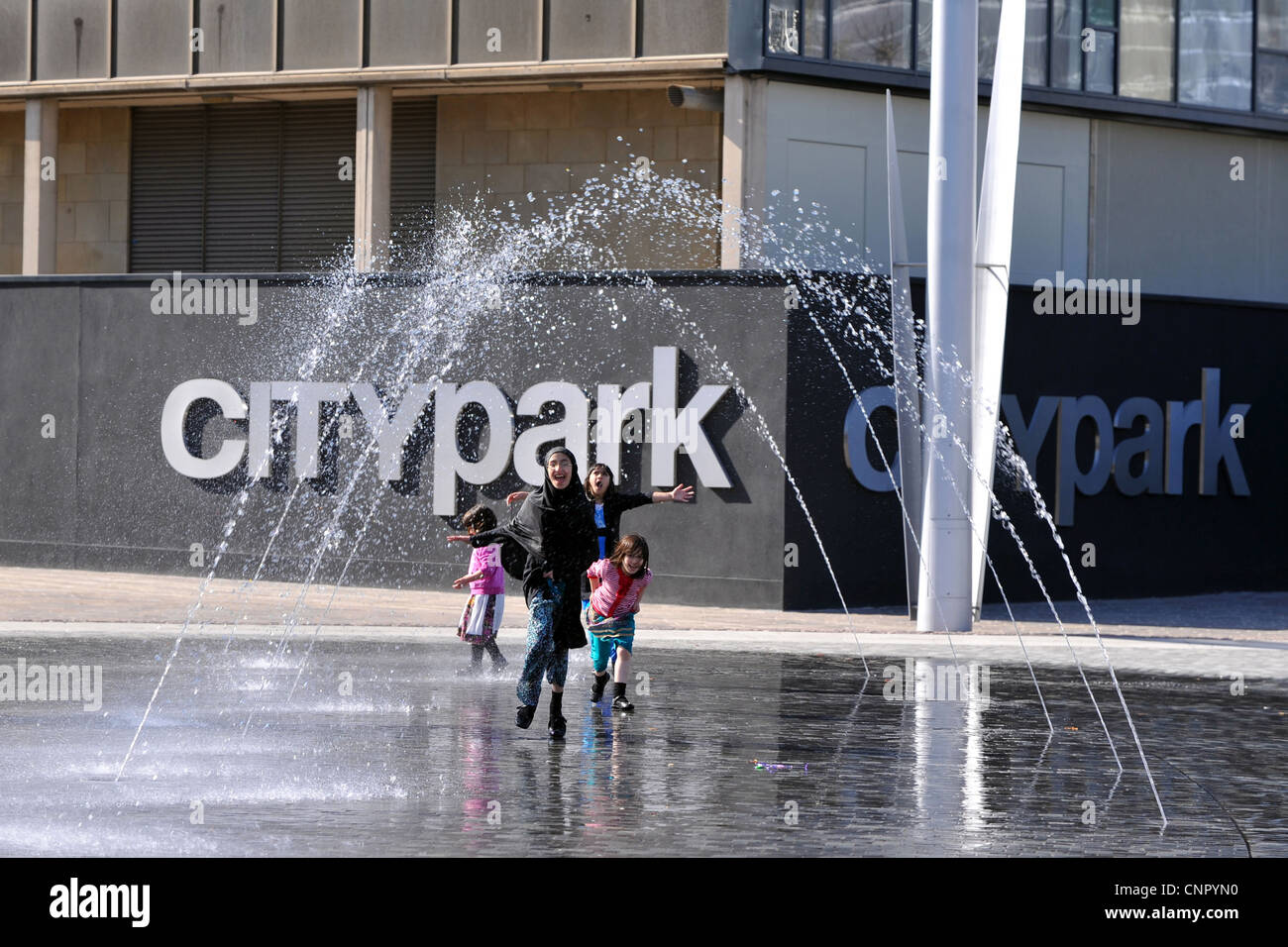 City Park, Bradford's new fountain and mirror park, the UK's largest
