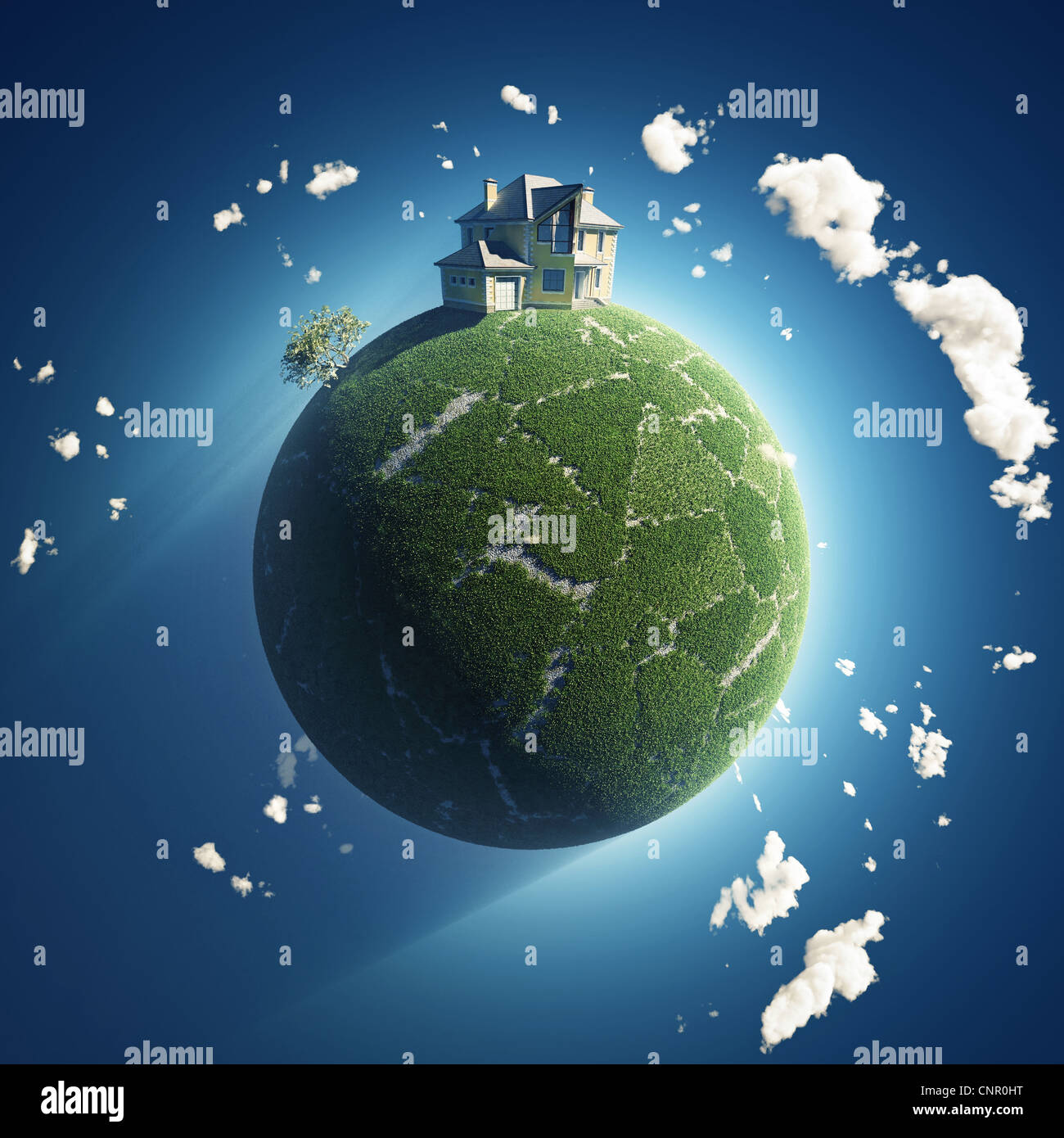 private house on green planet Stock Photo - Alamy
