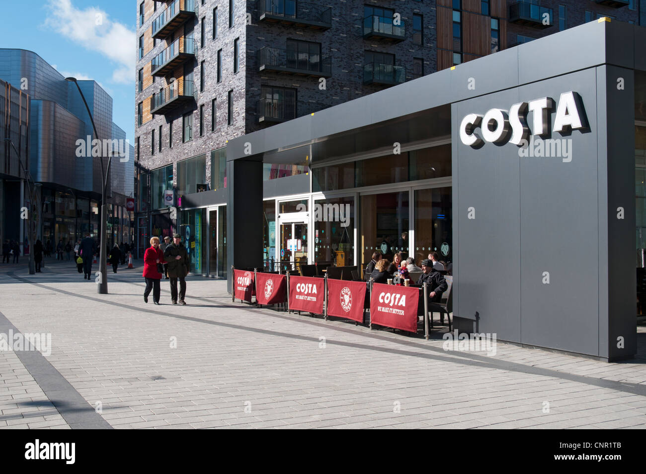 Costa coffee shop at 'The Rock' shopping development, Bury, Greater