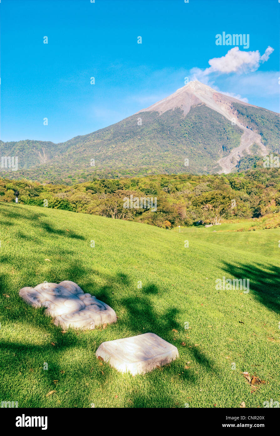 Fuego Maya golf course at la reunion antigua with fuego volcano in background. Stock Photo