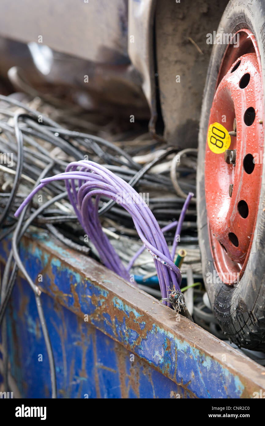 Cable in a scrap yard Stock Photo