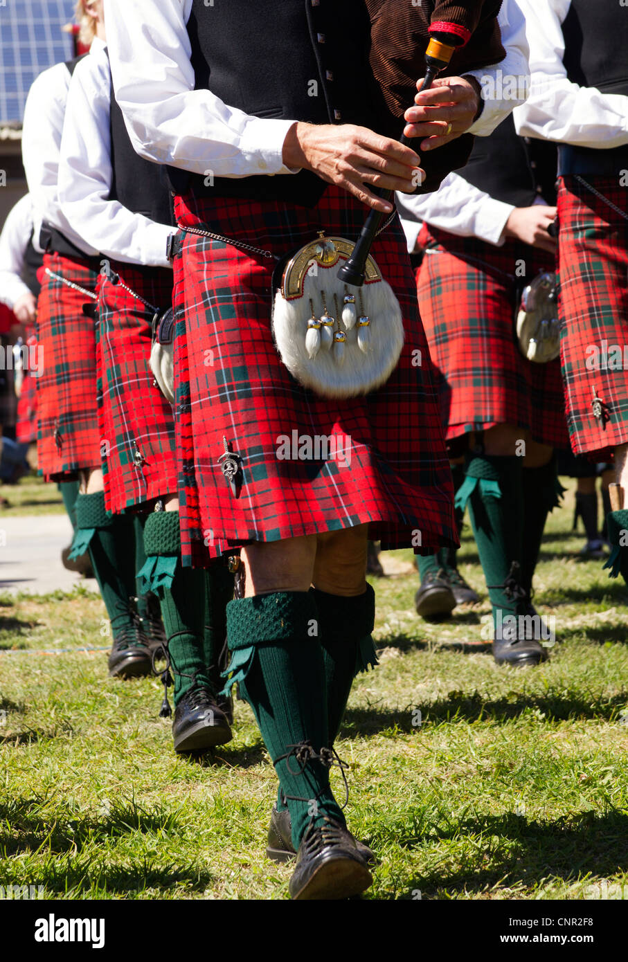 Scottish Bagpipe marching band Stock Photo