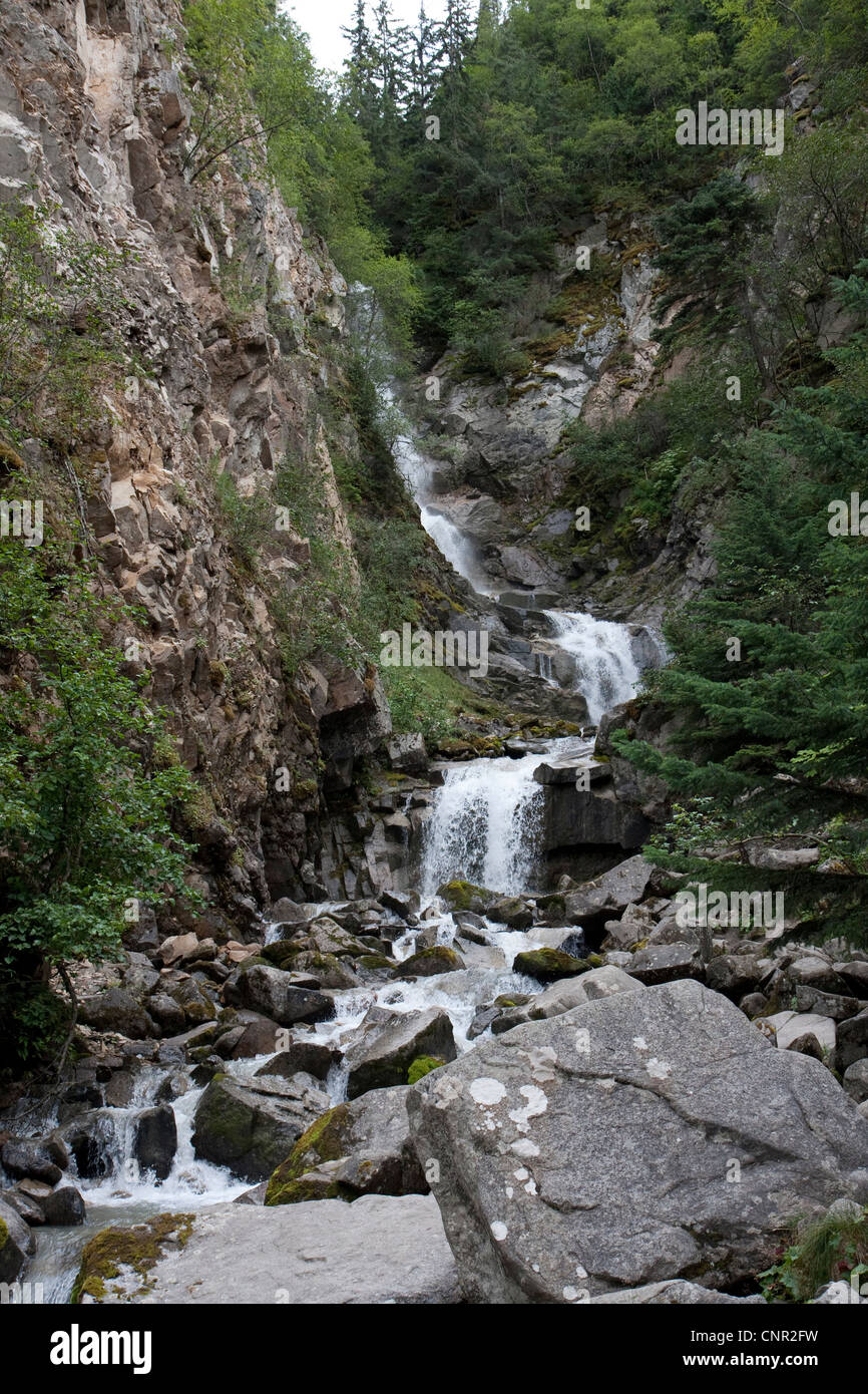 Waterfall near Dyea and Skagway, Alaska, USA Stock Photo