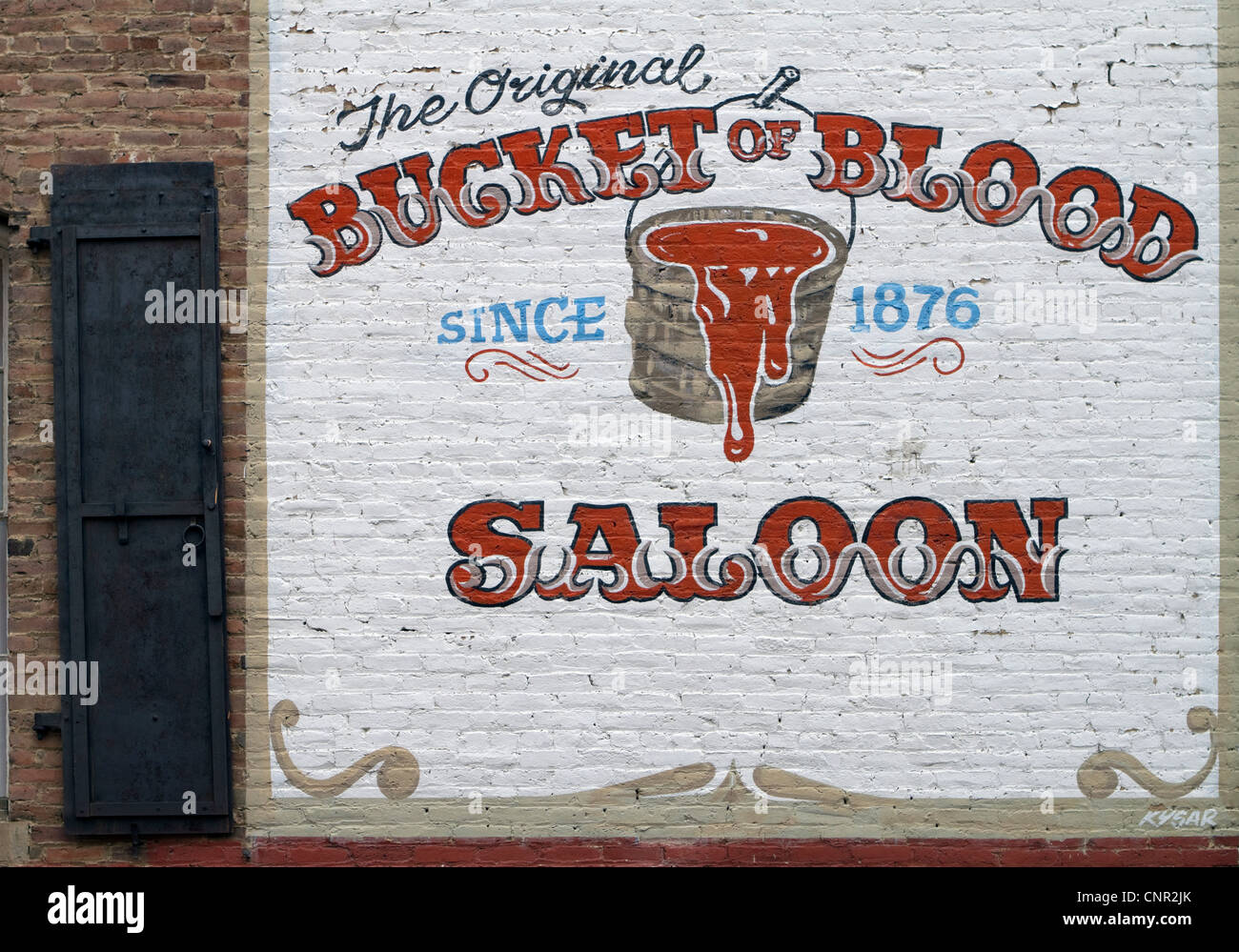 Bucket of Blood Saloon sign, Virginia City, Nevada, USA Stock Photo Alamy