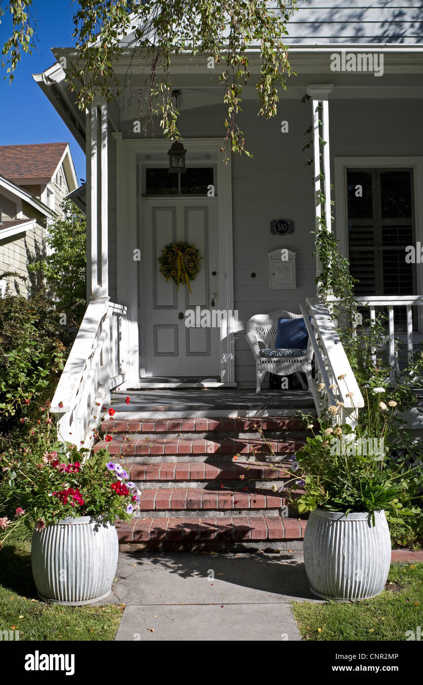 Historic neighborhood house on the Kit Carson Walking Trail, Carson City, Nevada, USA Stock