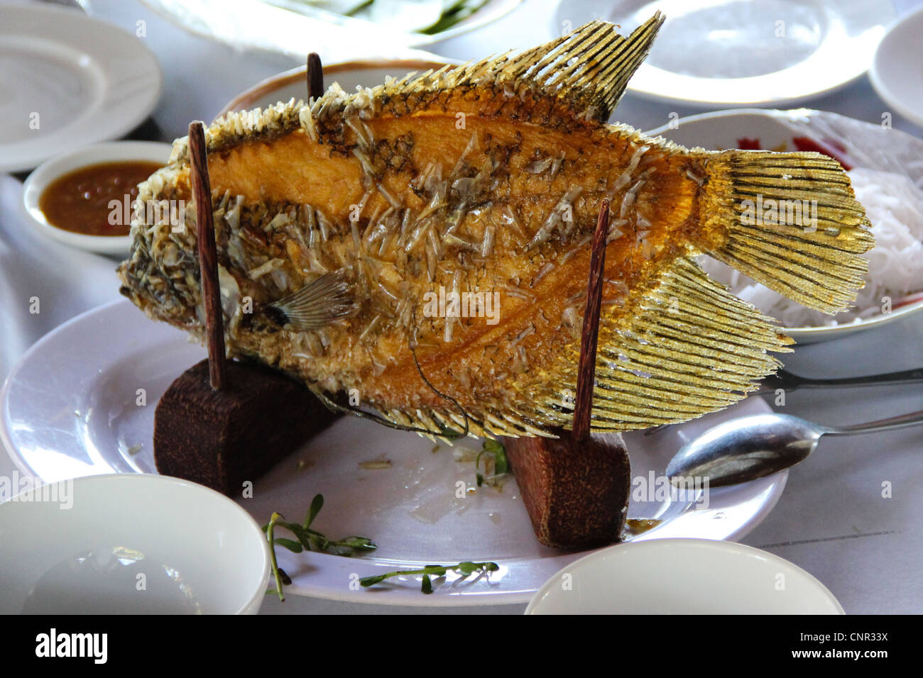 Fried Elephant Ear Fish, Mekong Delta, Vietnam Stock Photo Alamy