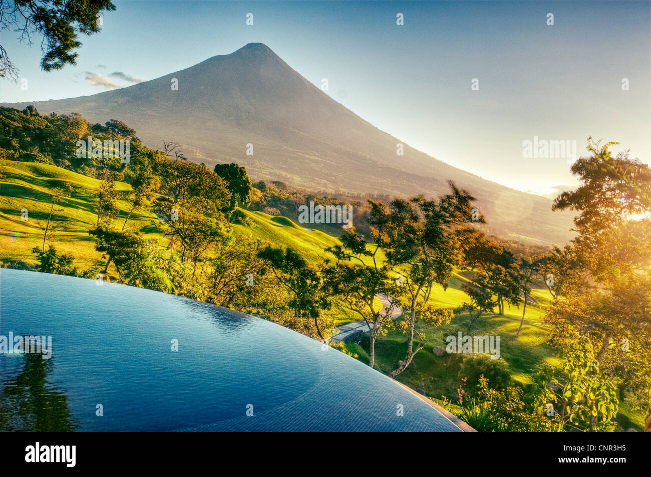 A villa at La Reunion Antigua Golf Resort & Residences with private plunge pool and views of Agua volcano. Stock Photo