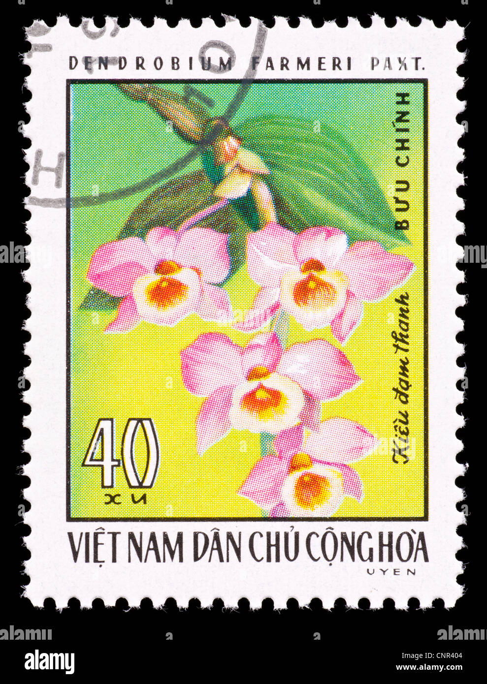 Postage stamp from Vietnam depicting a tropical Farmer's Dendrobium