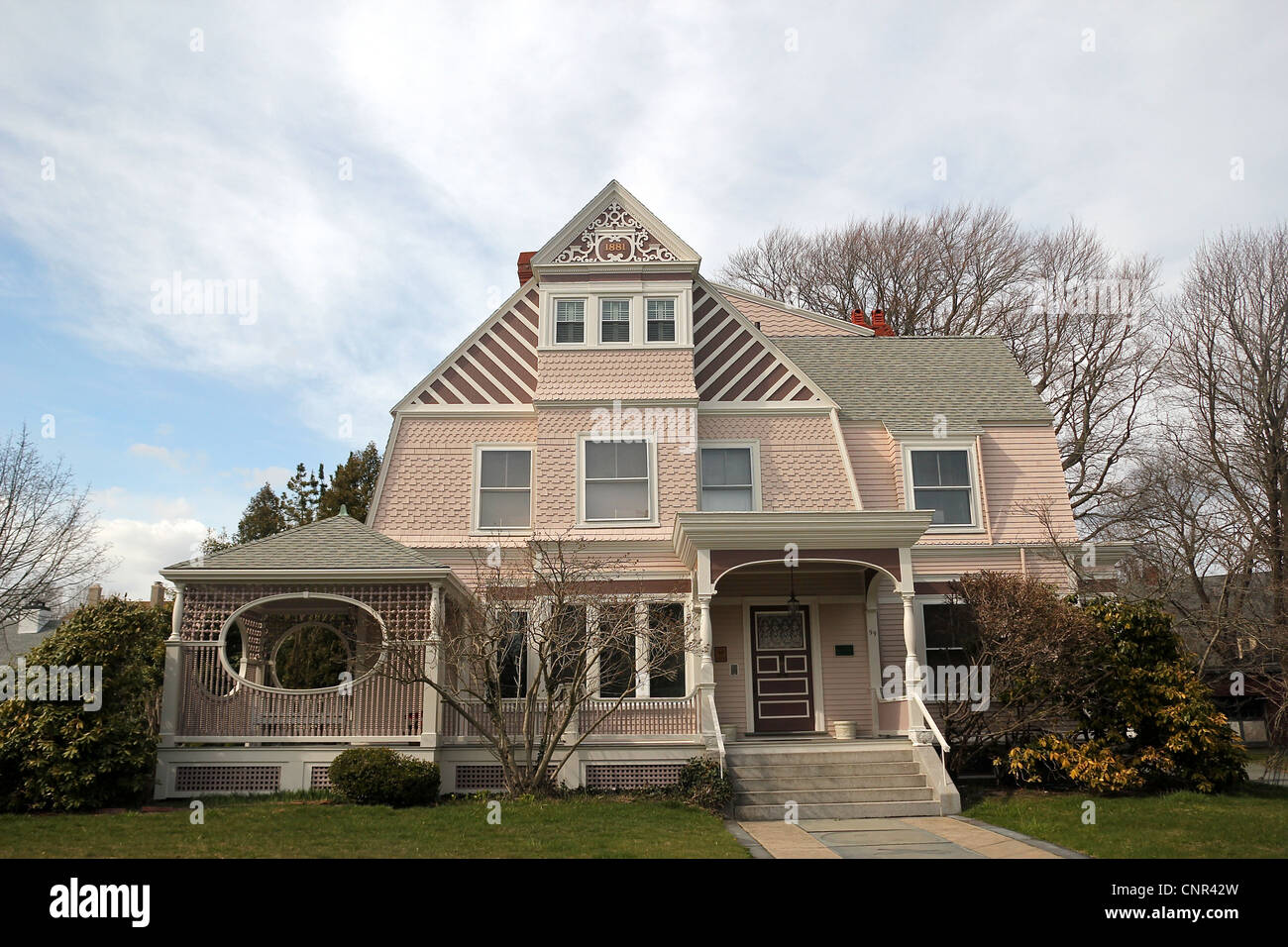 A pink Victorian home in New Bedford, Massachusetts Stock Photo Alamy