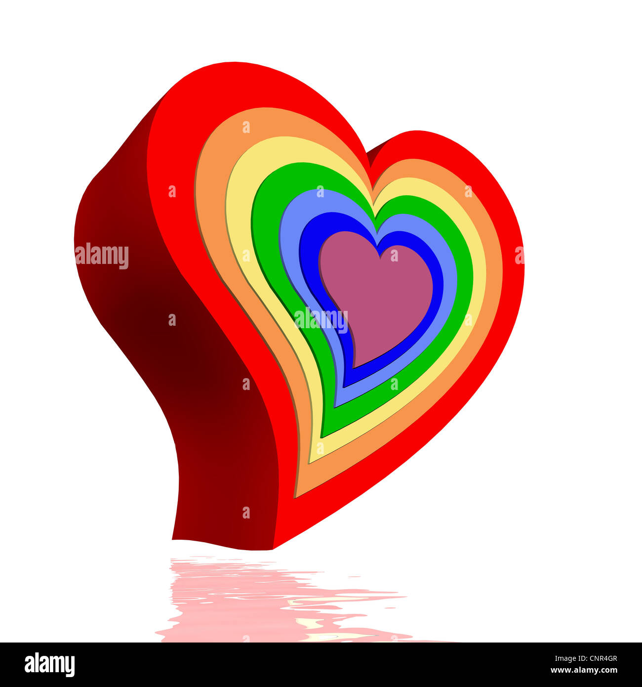 Colorful hearts for each chakra in white background Stock Photo