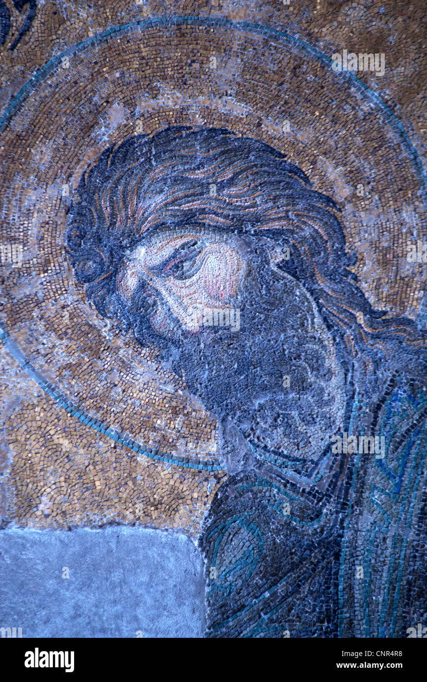 Deesis mosaic, St. John the Baptist head, Hagia Sophia, Istanbul, Turkey Stock Photo