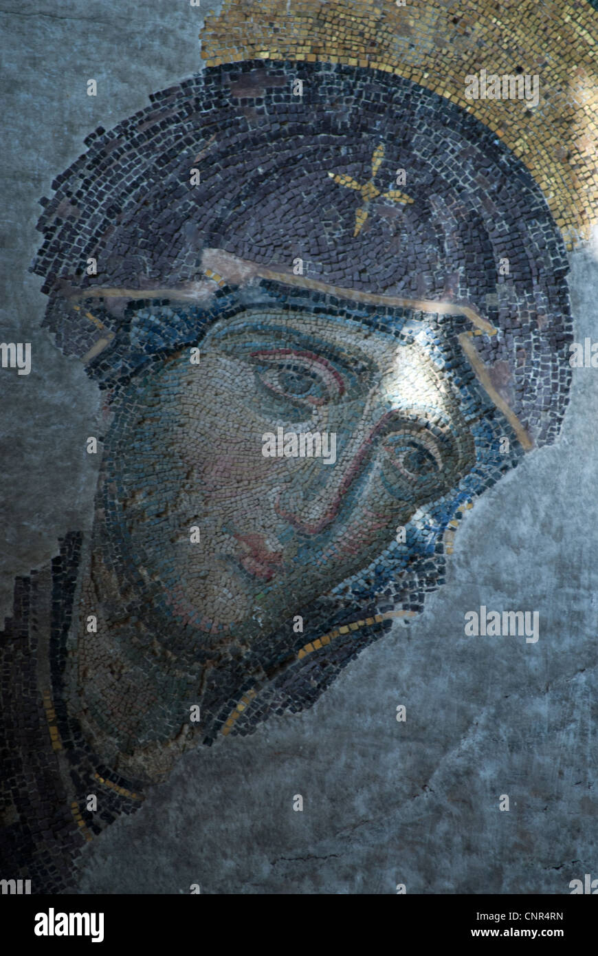 Deesis Mosaic, Head of Virgin Mary, Hagia Sophia, Istanbul, Turkey Stock Photo