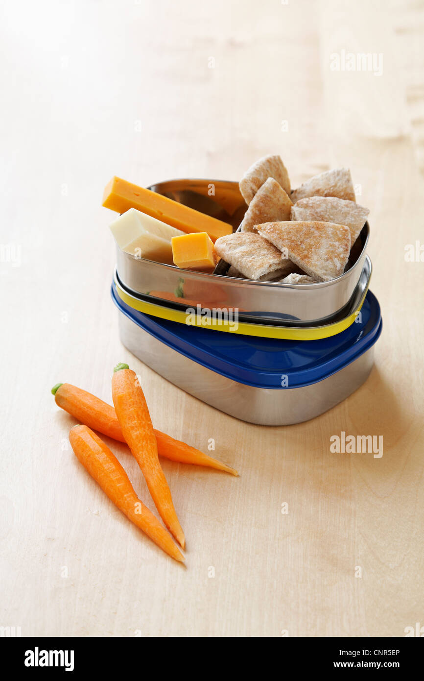 Healthy Snacks, Carrots, Cheese and Pita Bread Stock Photo Alamy