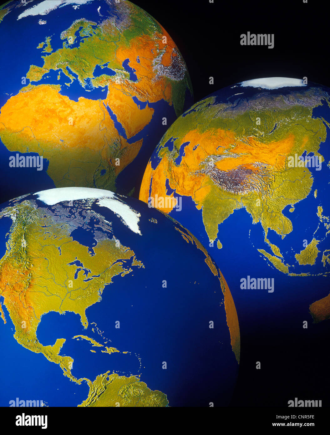 3 Globes of the Earth Stock Photo