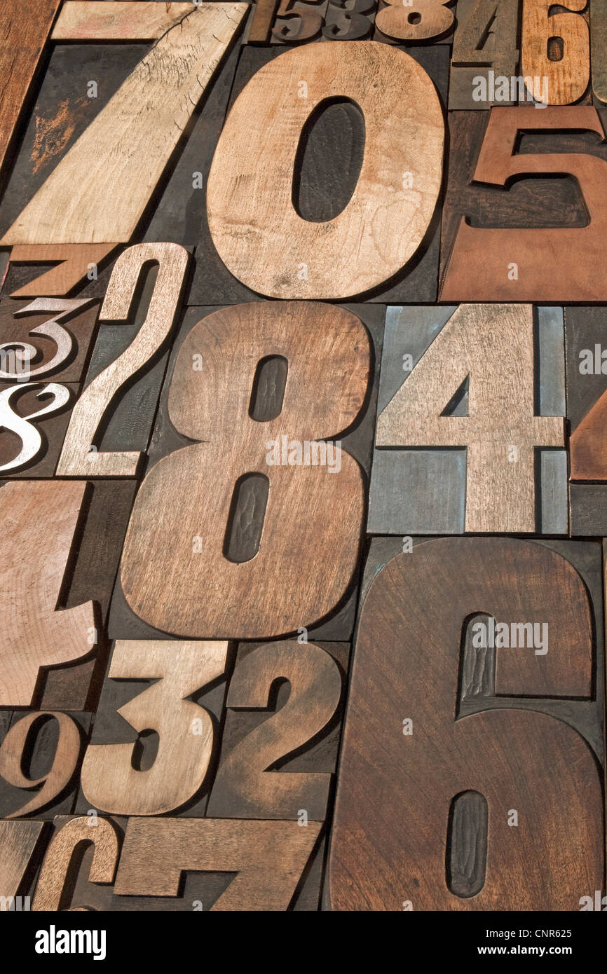Old Letterpress Wood Numbers Stock Image - Image of brown, hobby: 2687619