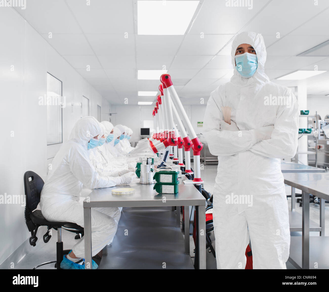 Scientists working in lab Stock Photo