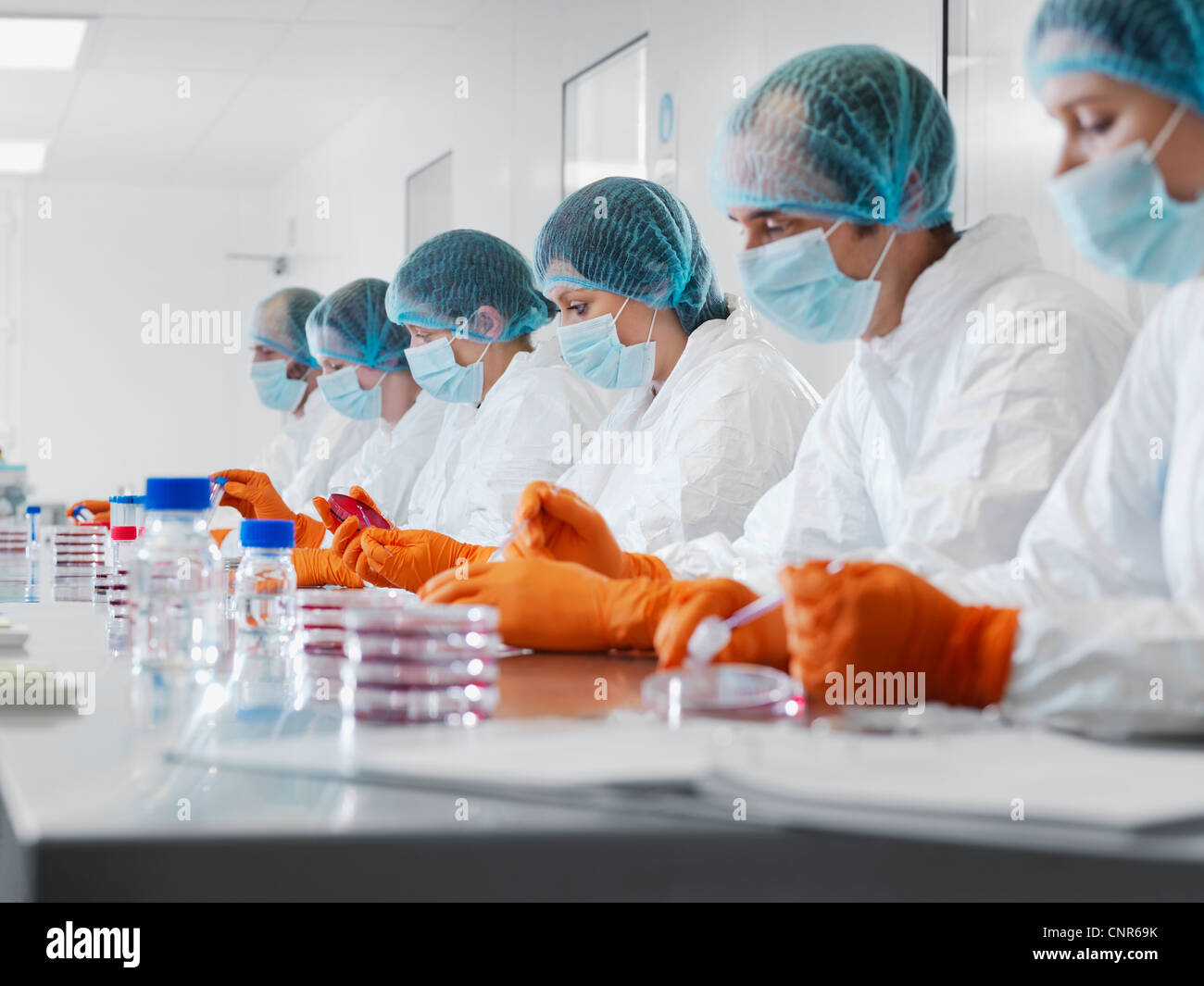 Scientists working in lab Stock Photo