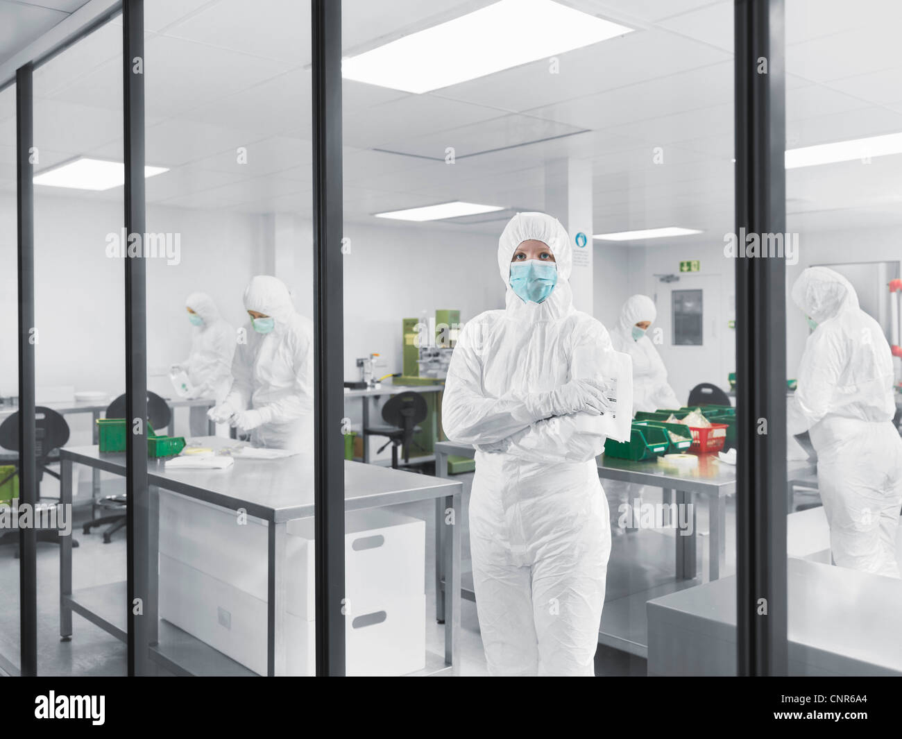 Scientists working in lab Stock Photo