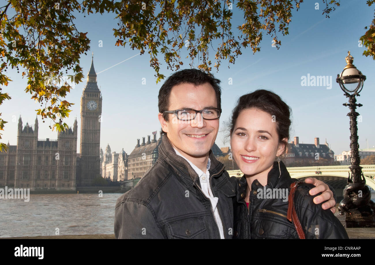 Couple outside House of Parliament Stock Photo