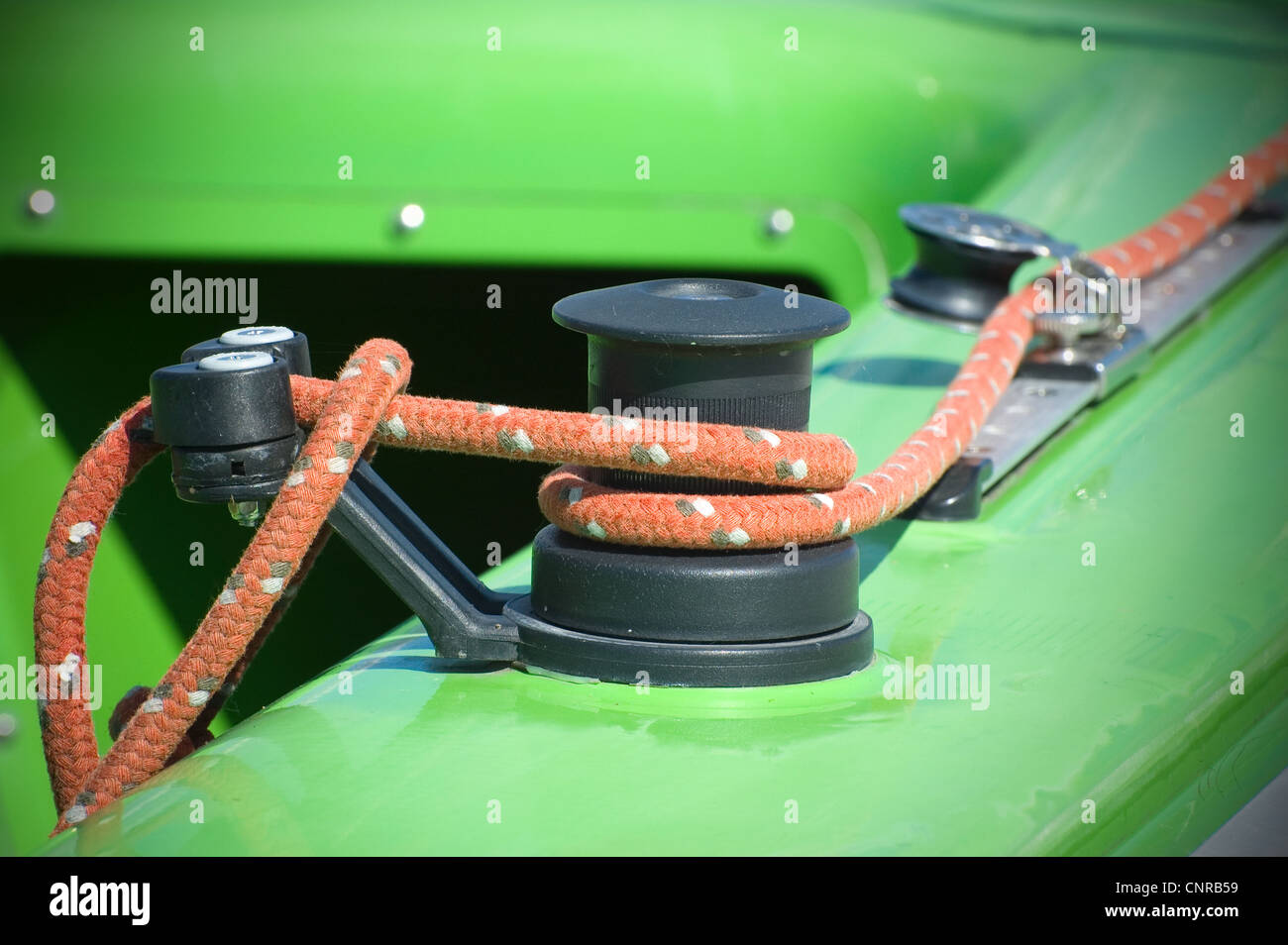 Capstan with sailboat rigging Stock Photo Alamy