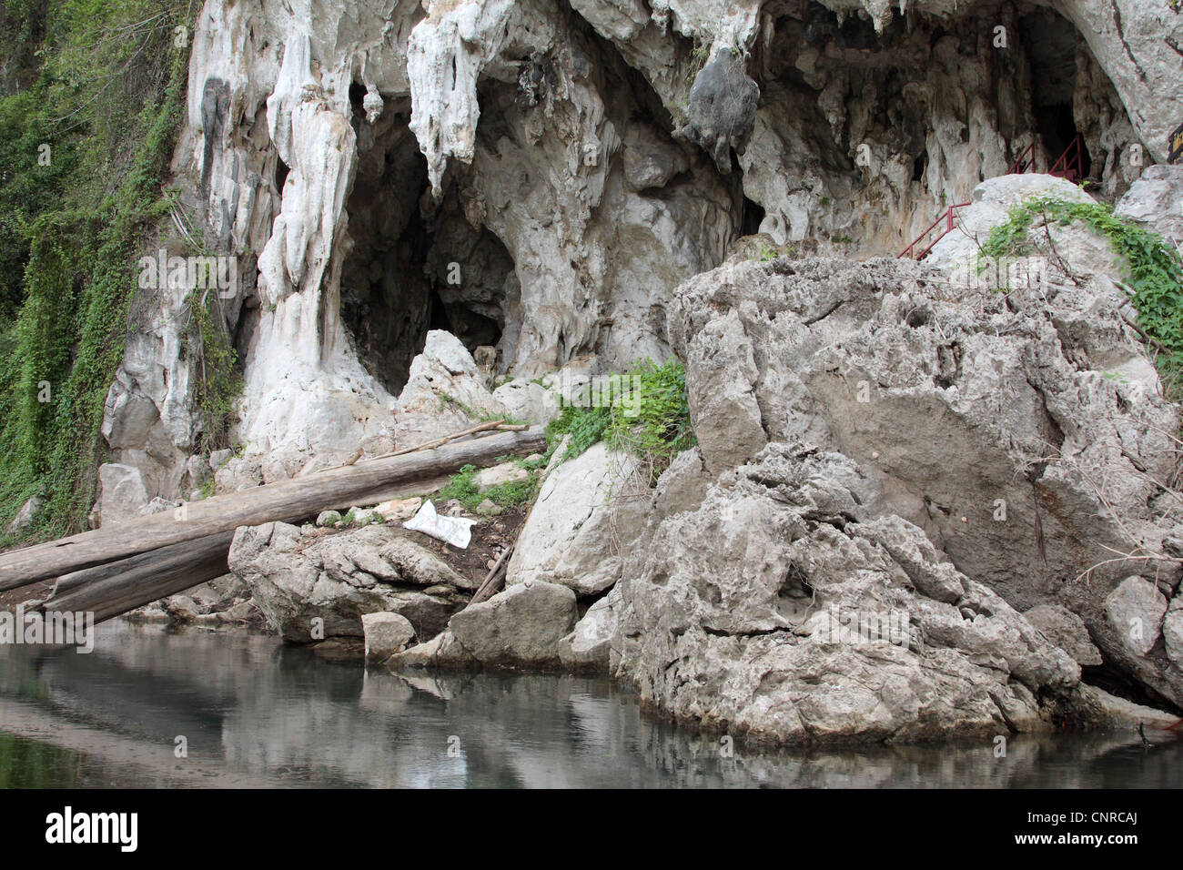 cave entrance of stalactite cave at Cheow Lan Lake, Thailand, Phuket, Khao Sok NP Stock Photo