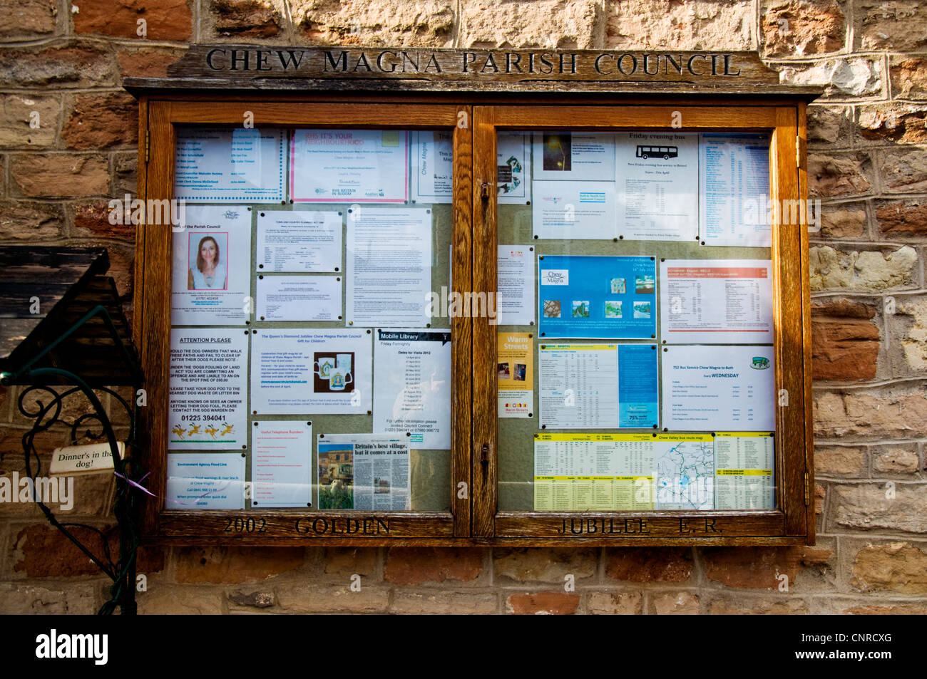 Chew Magna Parish Council Notice Board noticeboard Stock Photo