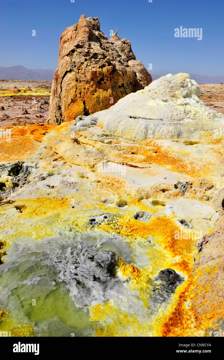 Dallol, volcanic landscape in the Danakil Depression, Ethiopia, Danakil Senke Stock Photo