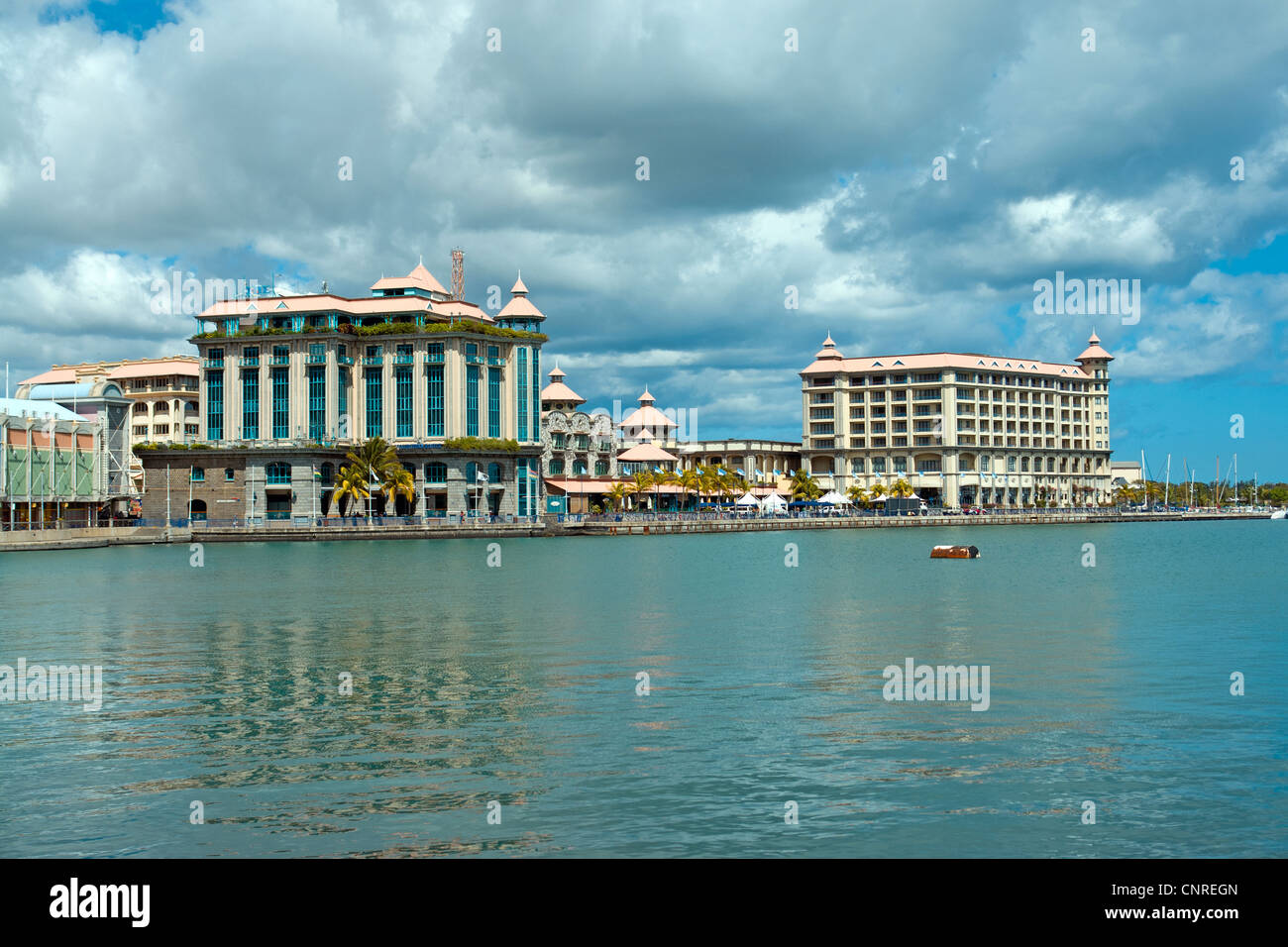 Le Caudan Waterfront shopping complex in Port Louis, Mauritius, an island in the Indian Ocean Stock Photo