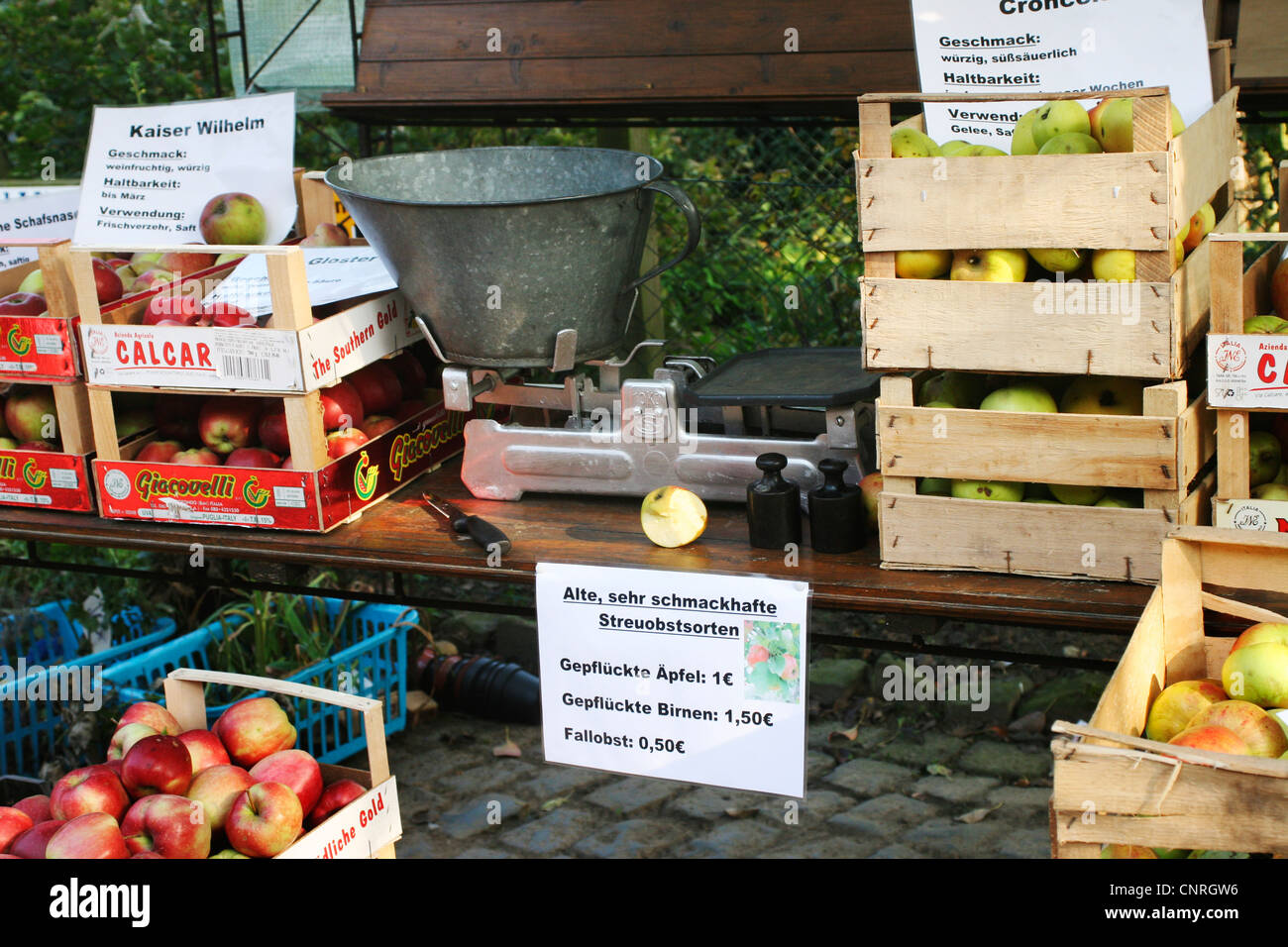 fruit stall with traditional kinds of fruits Stock Photo