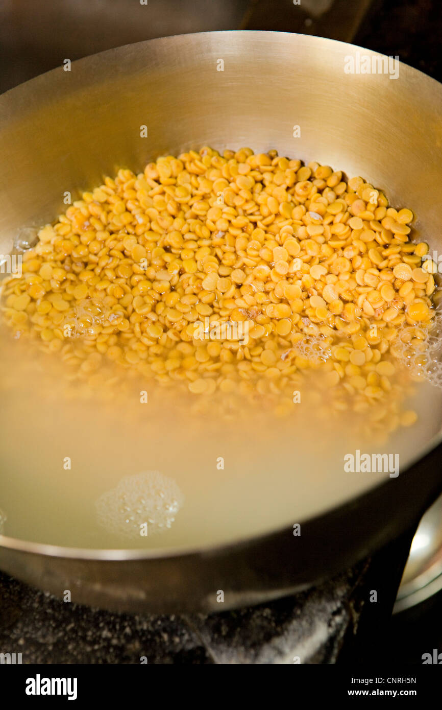 Preparing lentils Stock Photo
