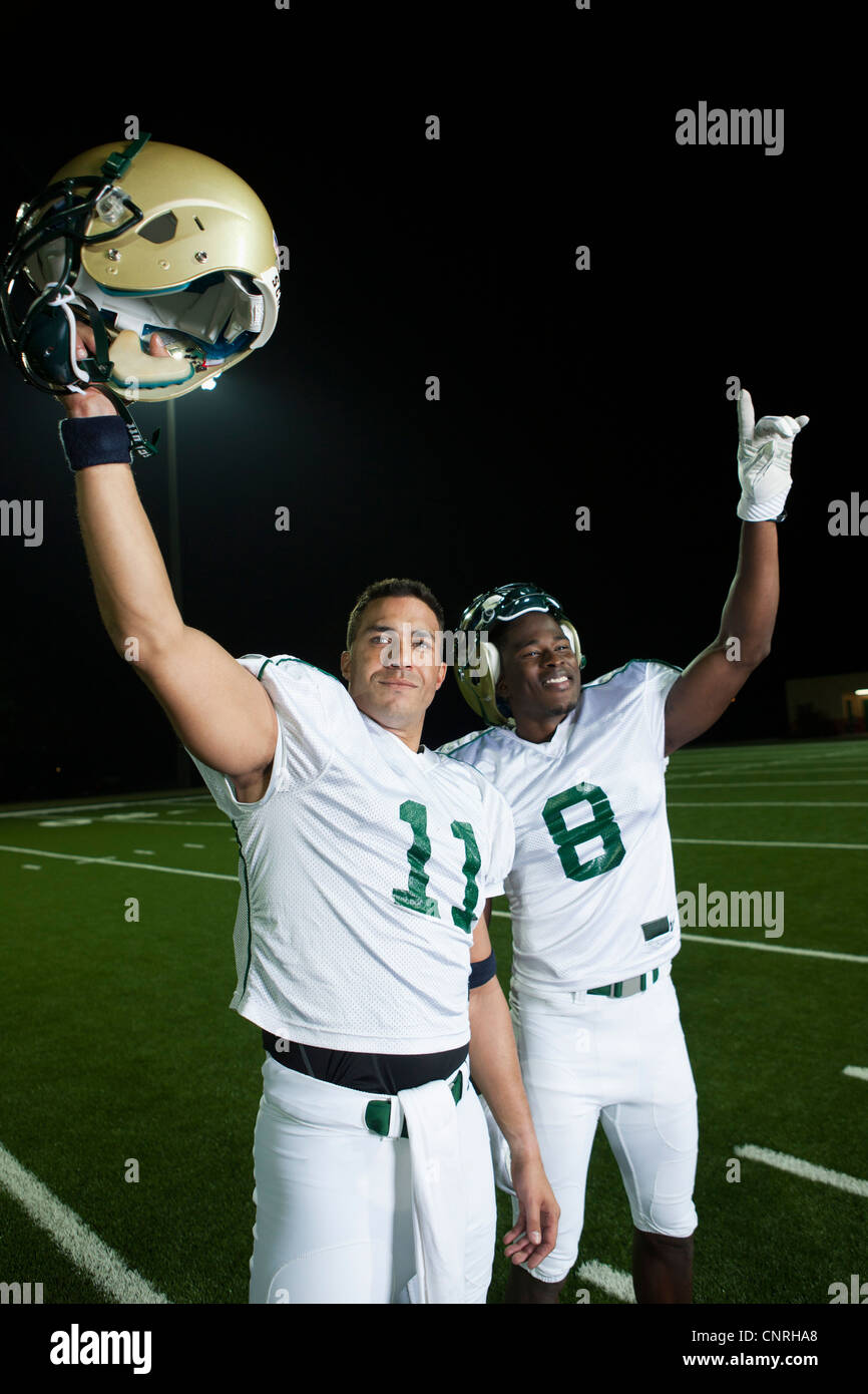 Football players celebrating victory Stock Photo Alamy