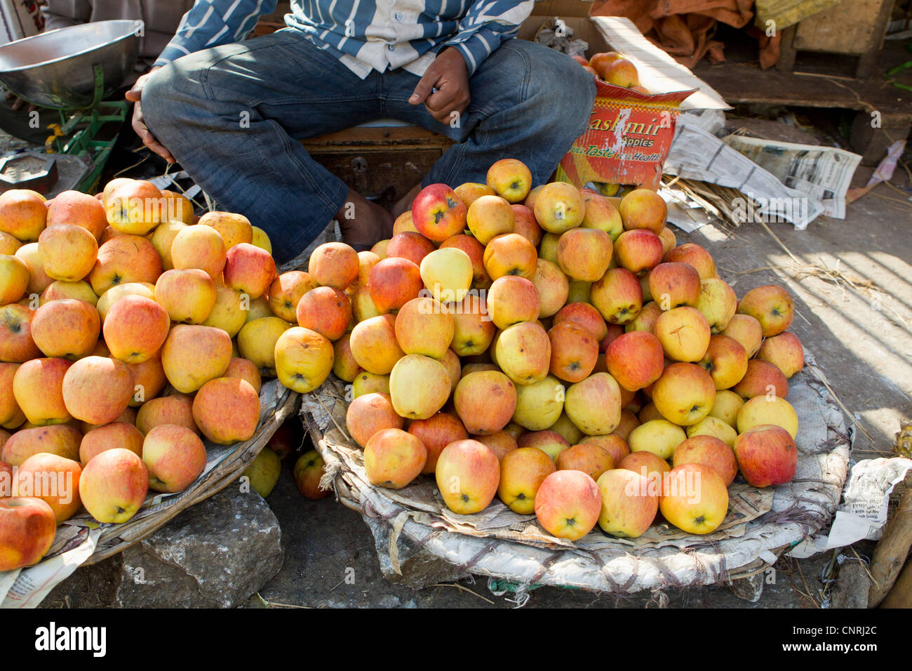 Apples for sale in street market Stock Photo