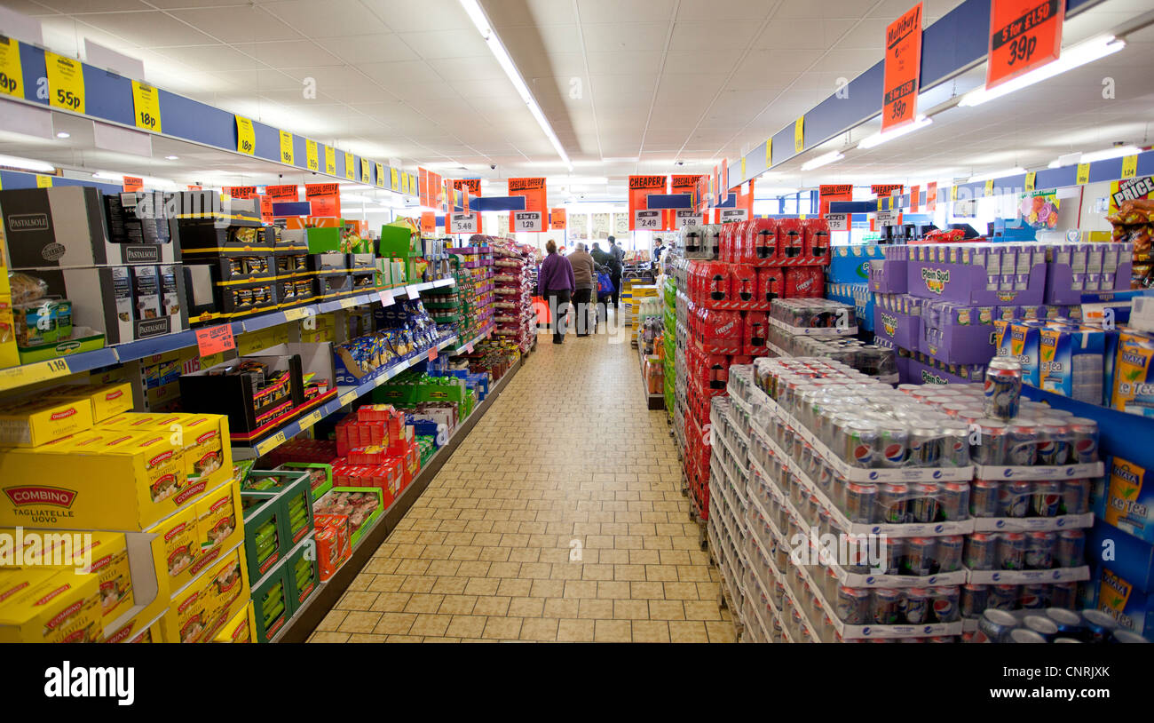 Lidl supermarket aisle, UK Photo - Alamy