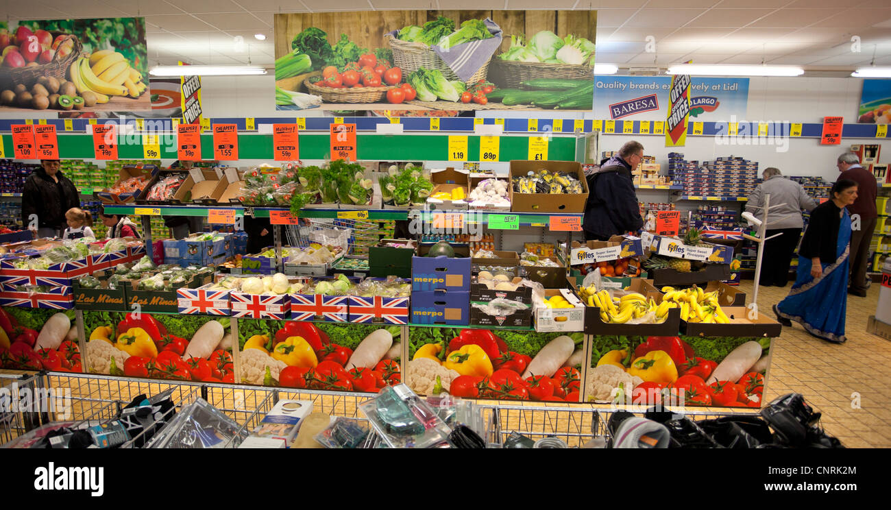 Fruit section inside a lidl supermarket hires stock photography and