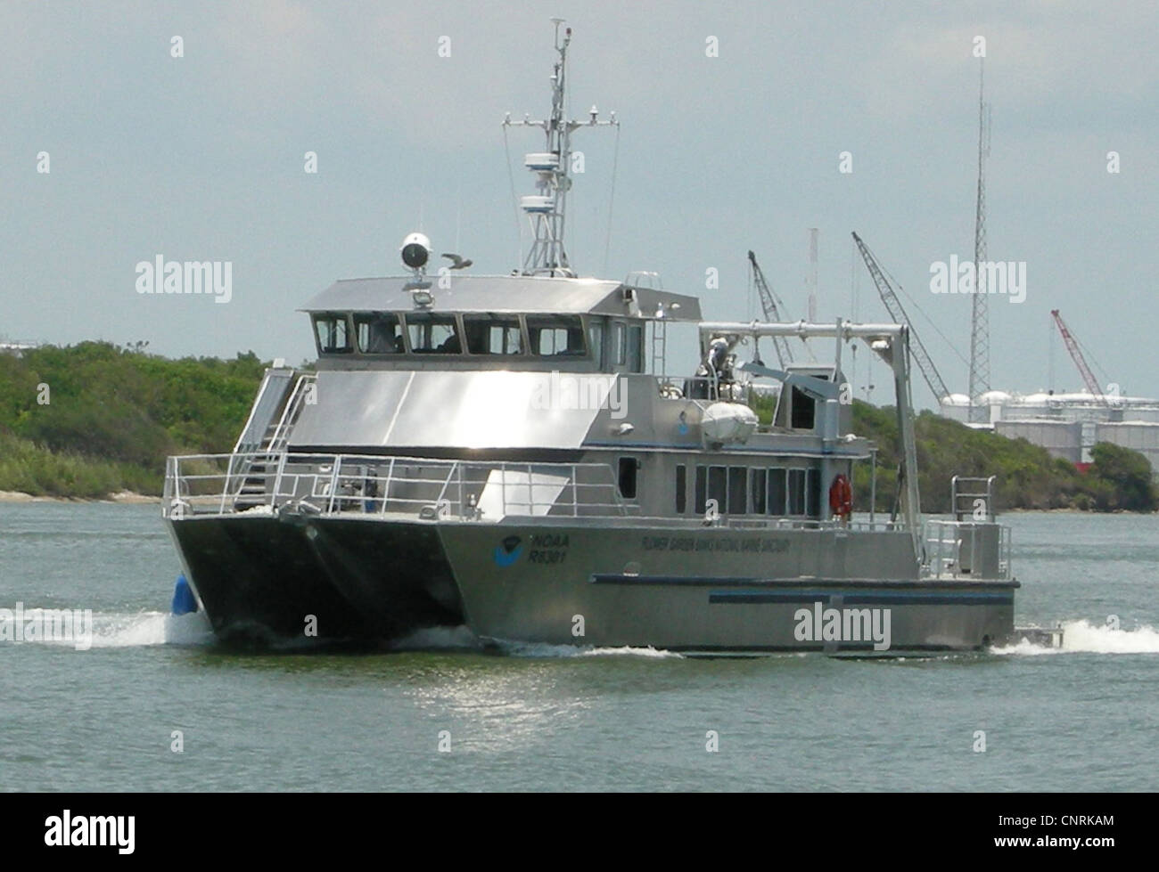 NOAA's R/V Manta underway on Galveston Bay shortly after christening in 2008. Stock Photo