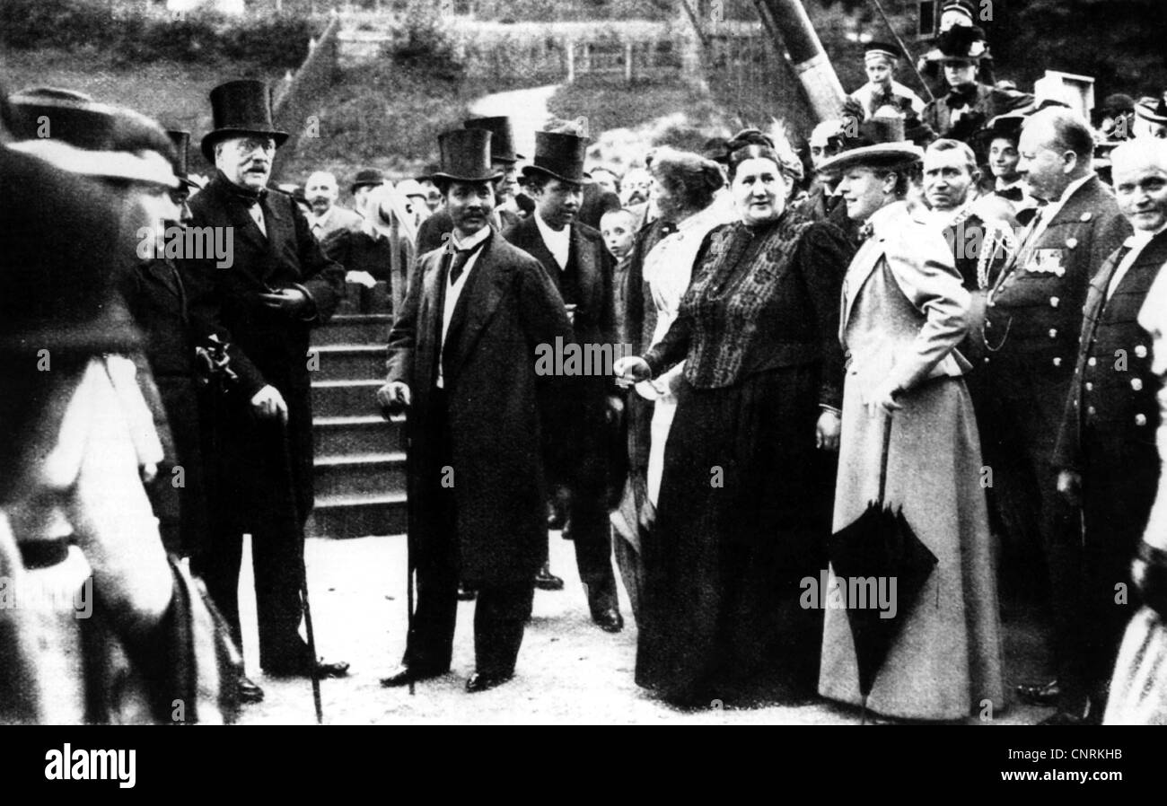 Bismarck, Otto von, 1.4.1815 - 30.7.1898, German politician, scene, King Rama V of Siam visiting Friedrichsruh, 2.9.1897, Stock Photo