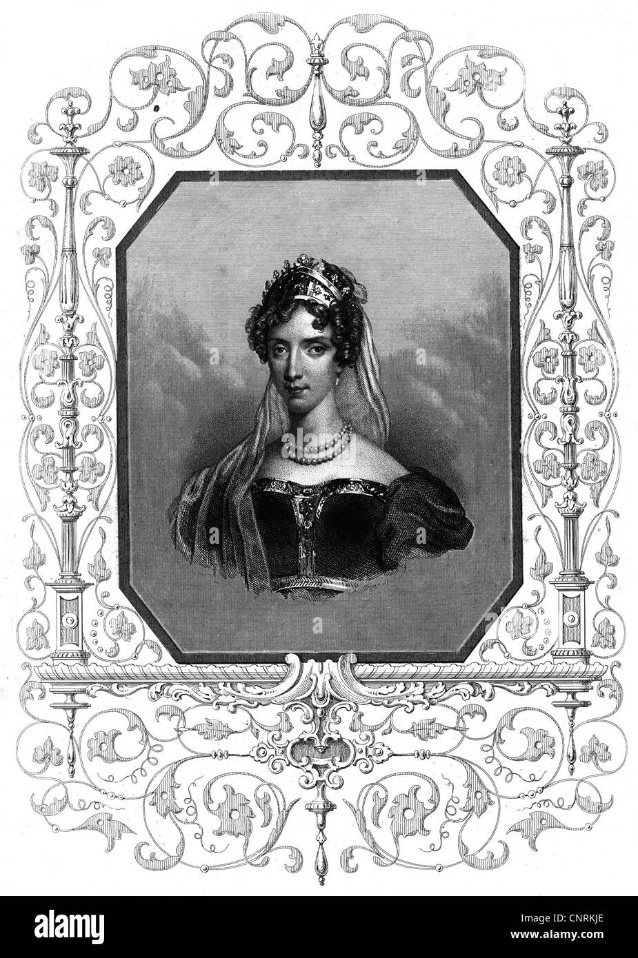 Marie Caroline, 5.11.1798 - 16.4.1870, Duchess of Berry 1816 - 1820, portrait, steel engraving printed by Mangenon, Paris, Artist's Copyright has not to be cleared Stock Photo