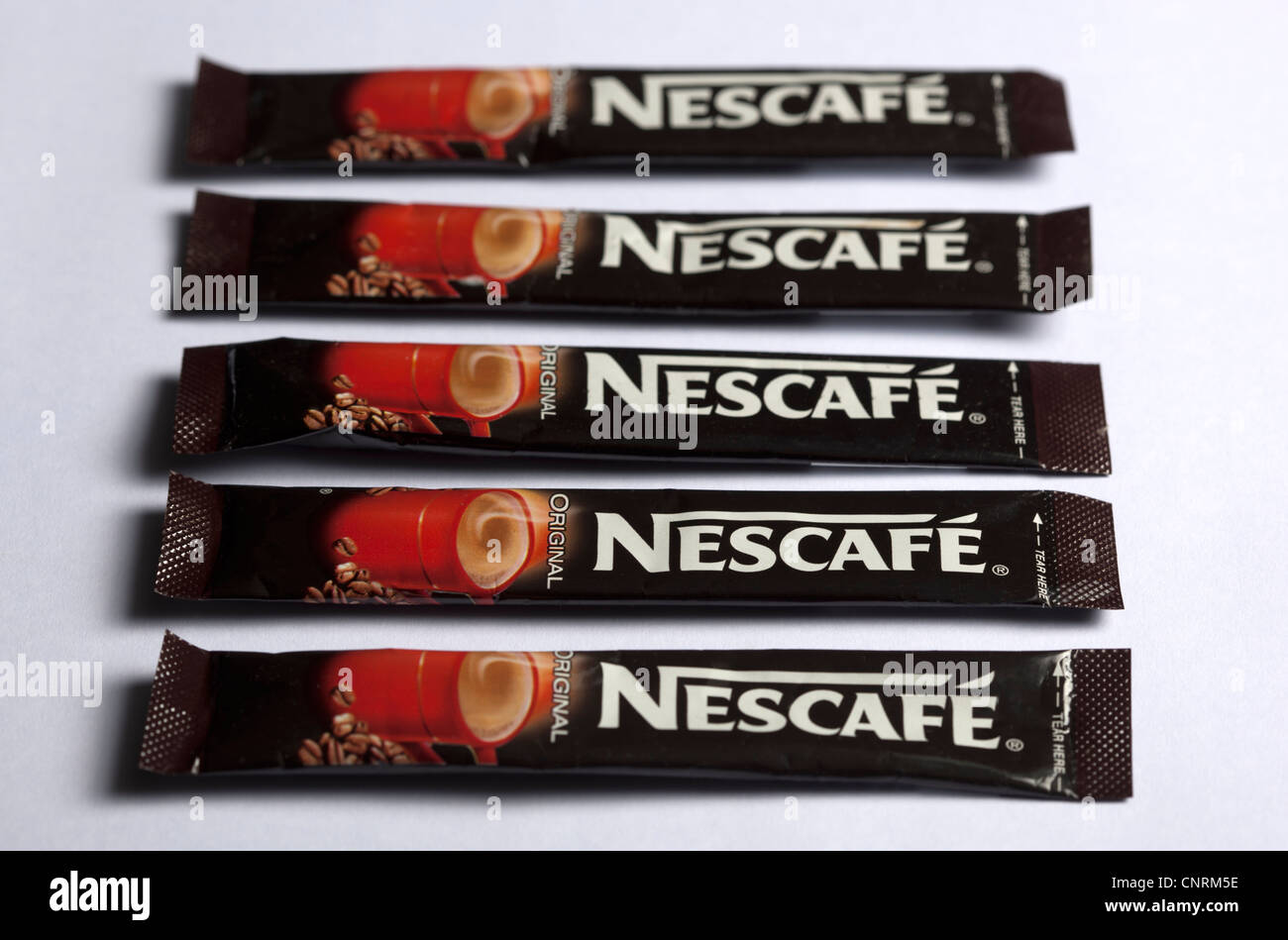 Individual Sachets of Nescafe Coffee Stock Photo