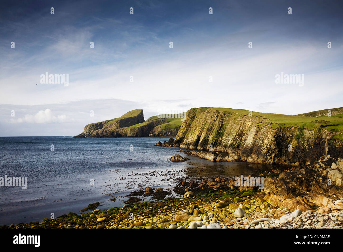 coastal landscape of Fair Isle, United Kingdom, Scotland, Shetland Islands, Fair Isle Stock Photo