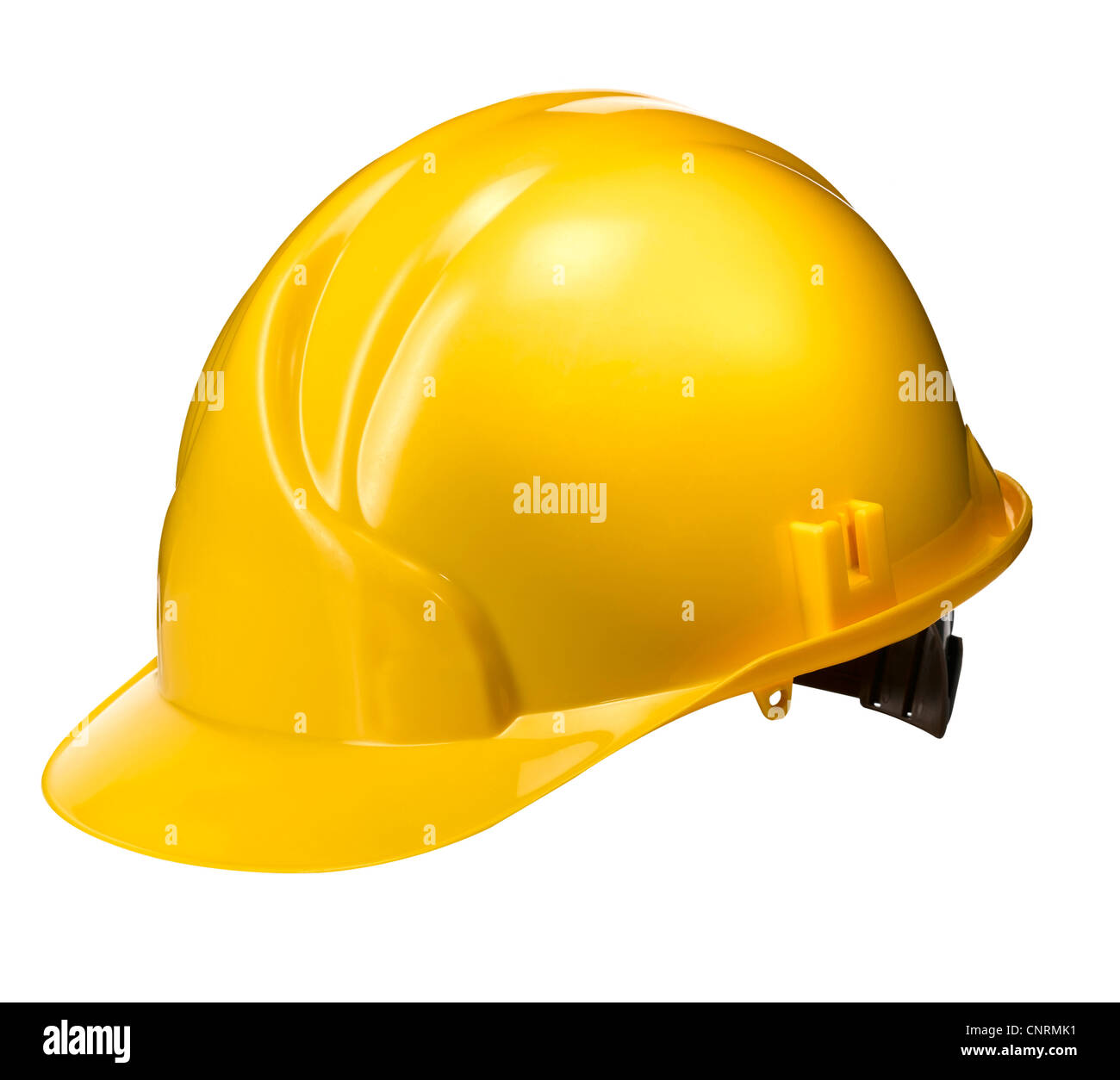 A cut out of a Yellow construction hard hat Stock Photo