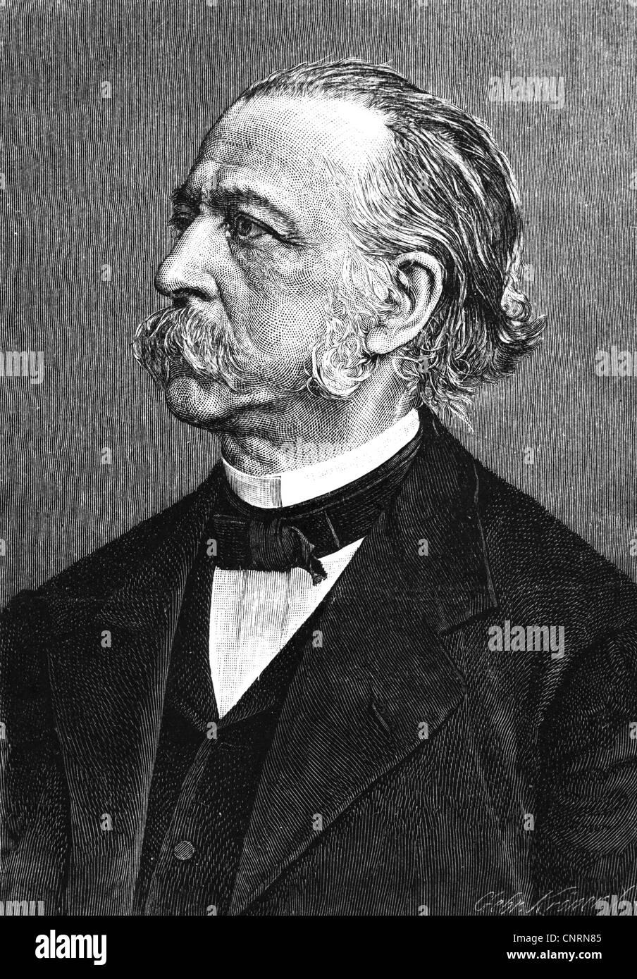 Fontane, Theodor, 30.12.1819 - 20.9.1898, German author / writer, portrait, wood engraving after photo by Loescher and Petsch, Berlin, 1882, Stock Photo