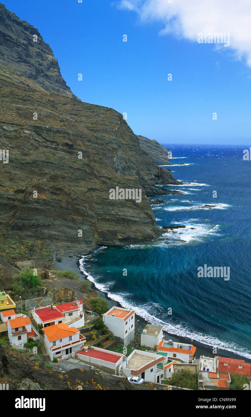 Village and Playa de Alojera, Canary Islands, La Gomera Stock Photo