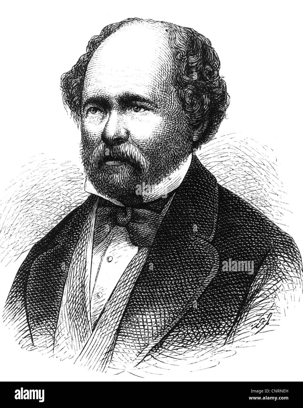 Maury, Matthew Fontaine, 14.1.1806 - 1.2.1873, US American naval officer, oceanographer, 'father of modern oceanography', portrait, contemporary wood engraving, Stock Photo