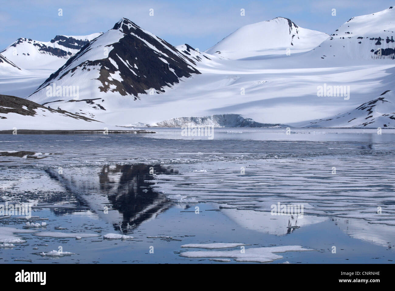 melting ice in the fiord, Norway, Svalbard, Hornsund Stock Photo