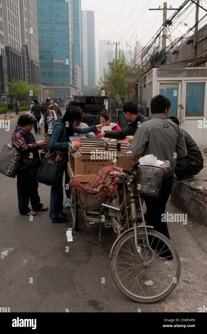 Chhinese bookstall on a Tricycle in Beijing Stock Photo