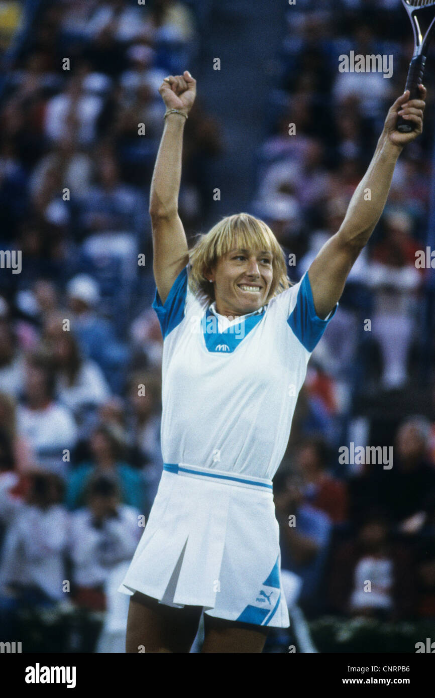 Martina Navratilova at the 1984 US Open. Stock Photo