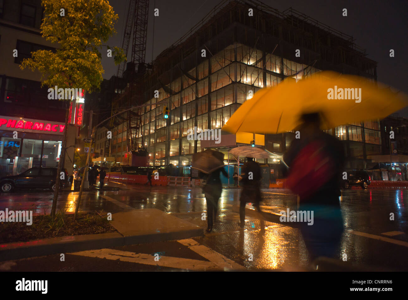 Construction on Eighth Avenue of an apartment building in the Chelsea neighborhood of New York Stock Photo