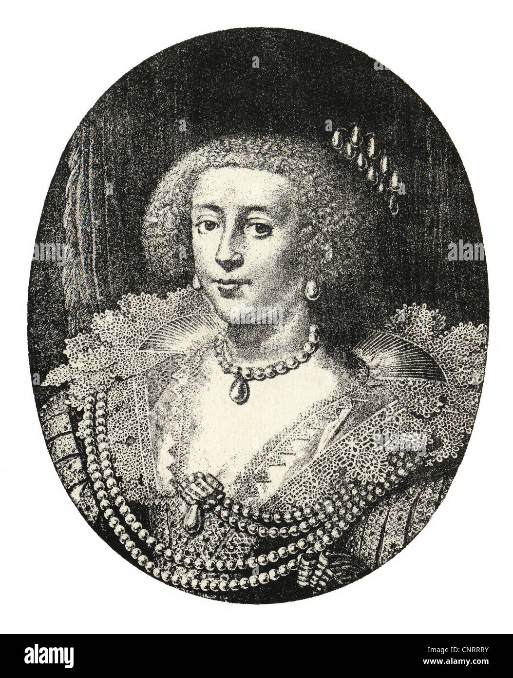 Henriette Marie de France or Henrietta Maria of France, wife of Charles I, Queen of England, Scotland and Ireland, 17th Century Stock Photo