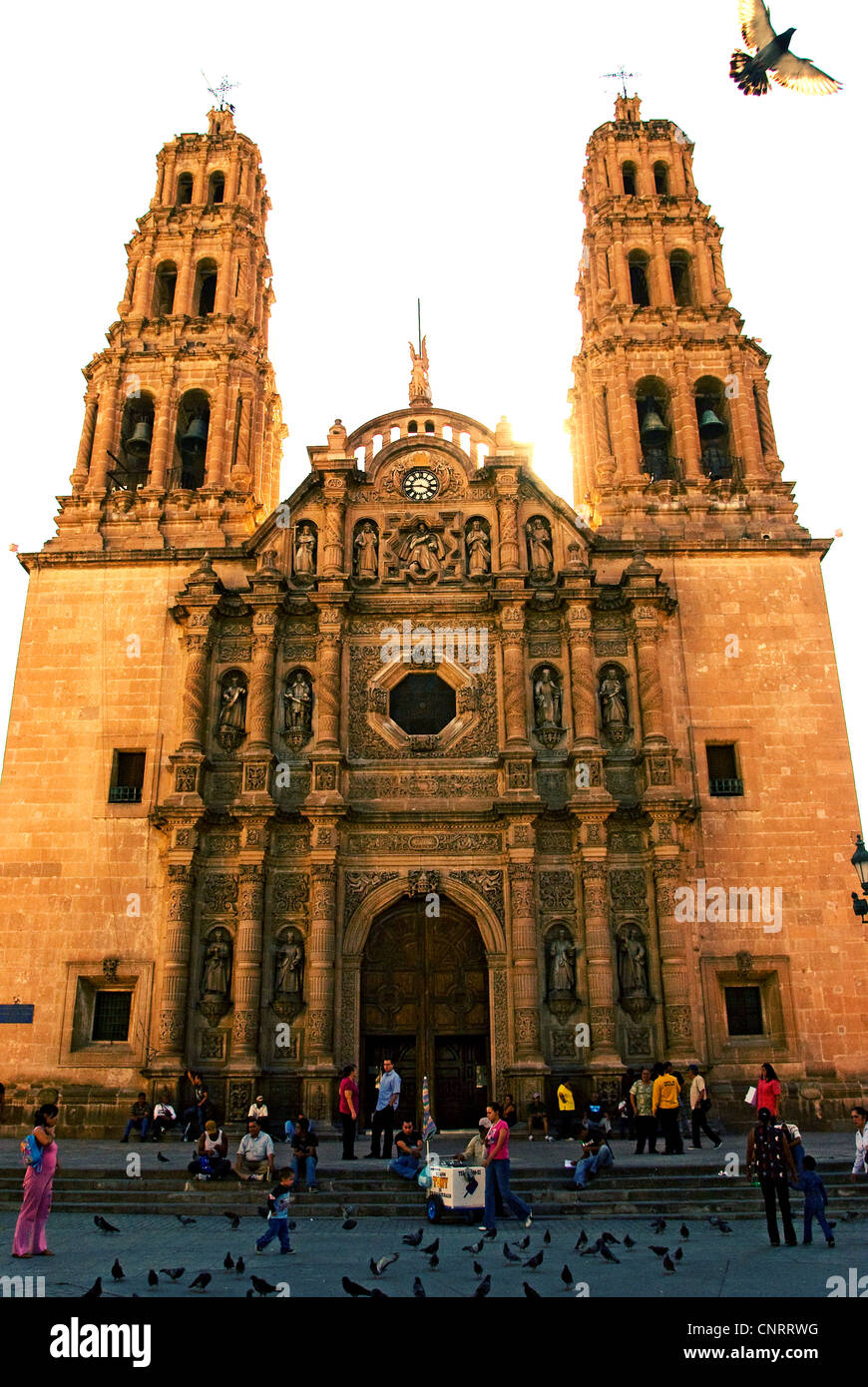Chihuahua's ornate cathedral dominates the city's central plaza. Stock Photo